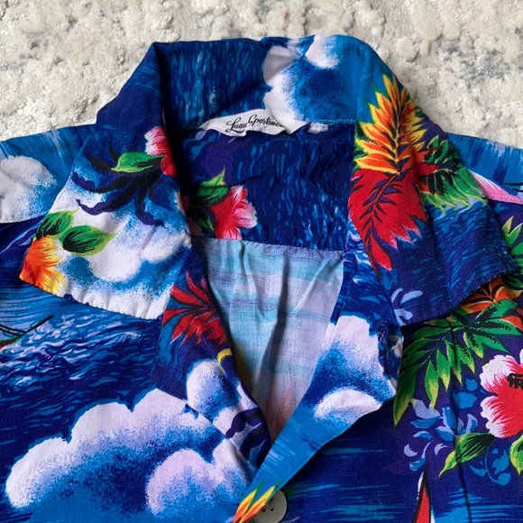 Vintage Blue Hawaiian Shirt Luau Sportswear - Picture 4 of 4